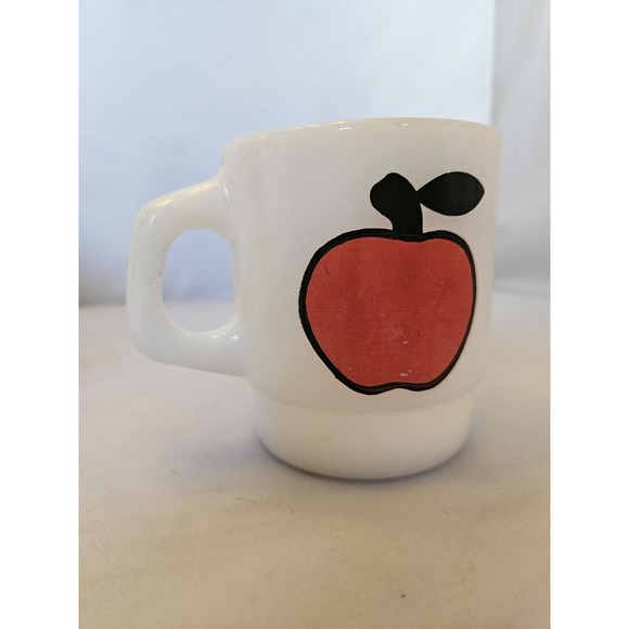 Anchor Hocking Fire King Apple Super Fruit Mug Milk Glass Glassware USA 3.5in x3 - Picture 7 of 16